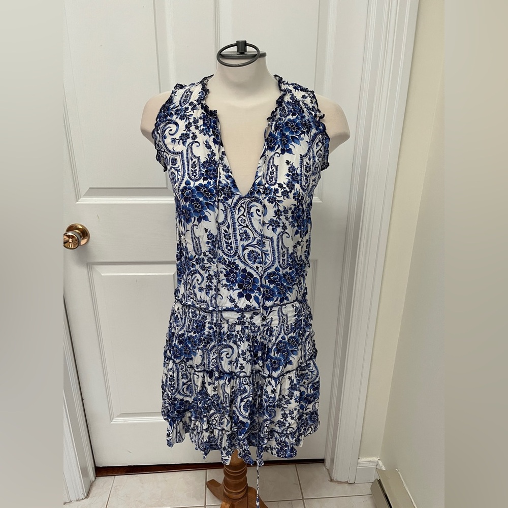 TAJ by Sabrina Crippa Blue and White Midi Dress
